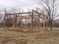 Camp Barn Frame Dismantle / Rafter beams and queen posts removed